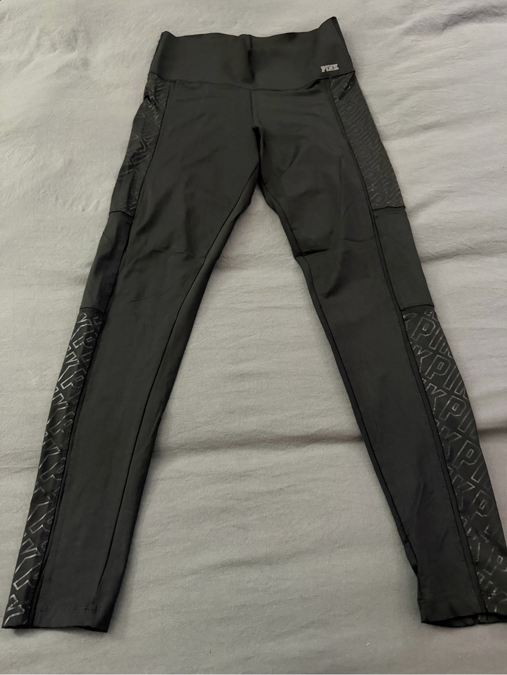 PINK Victoria's Secret Black Bonded Leggings with Logo Tag